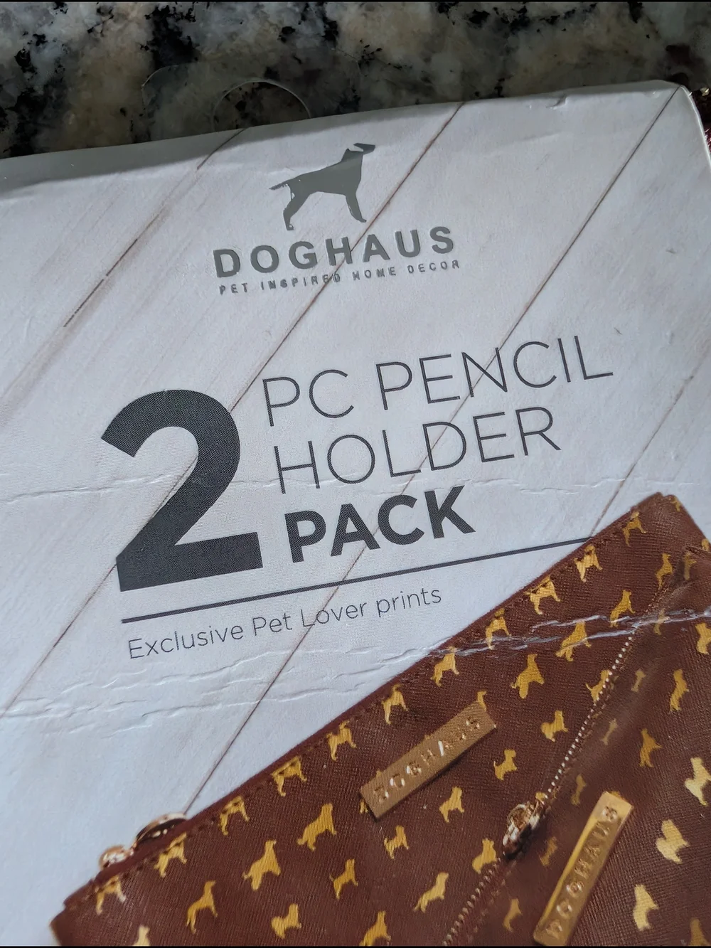 Brown Gold Dog Print Pencil Case - 2-Pack